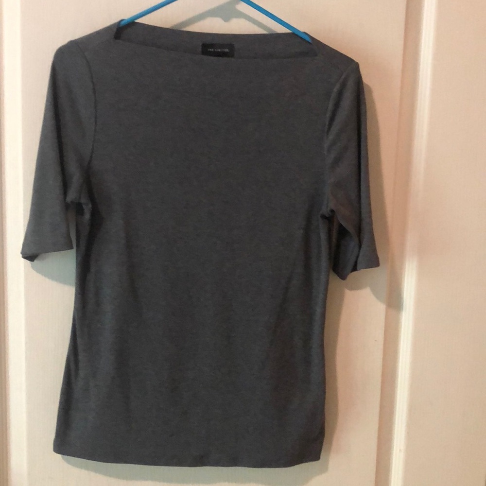 Grey Boatneck Blouse,  S , 3/4 sleeve The Limited